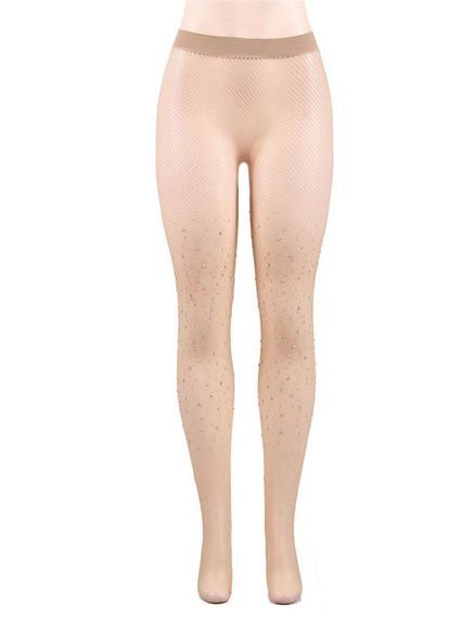 Колготки в сеточку со стразами Star Night телесного цвета XS-L sexstyle | Зображення 7