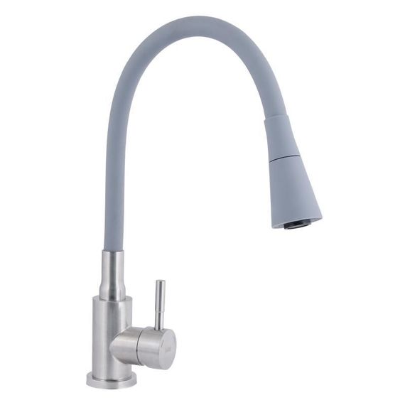 Смеситель для кухни Lidz Aria 015F31 с гибким изливом (k35) LDARI015F31GNK31871 Grey / Nickel