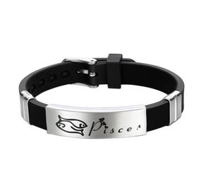Силіконовий браслет Primo Zodiac - Pisces (Риби) - Black