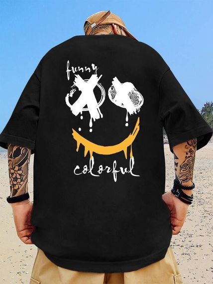 Футболка мужская с принтом повседневная M Черная