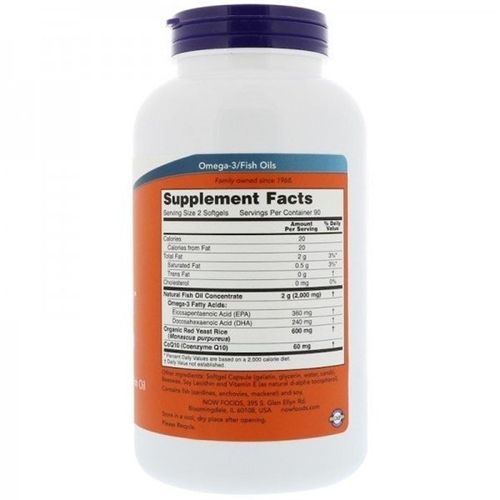 Омега 3 NOW Foods Red Omega, Red Yeast Rice with CoQ10 180 Softgels | Зображення 1
