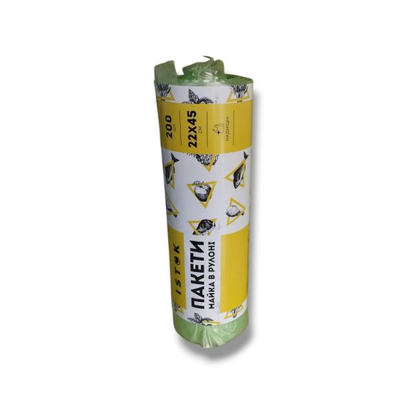 Пакет поліетиленовий майка 22x45см (200шт/рул) 10мкм зелений Istok | Зображення 1