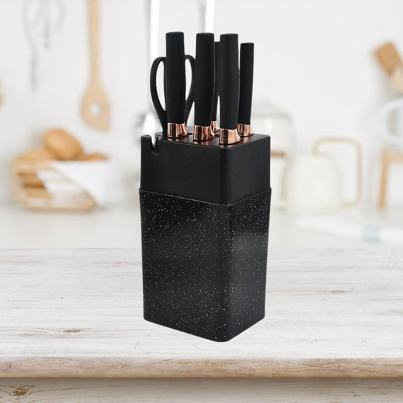 Набір кухонних ножів на підставці Knife Set 7 предметів із нержавіючої сталі | Зображення 2