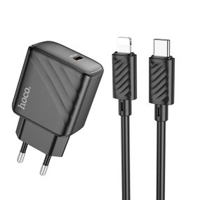 Мережевий зарядний пристрій Hoco CS22A 1USB-C PD/QC 30W+Type-C to Lightning