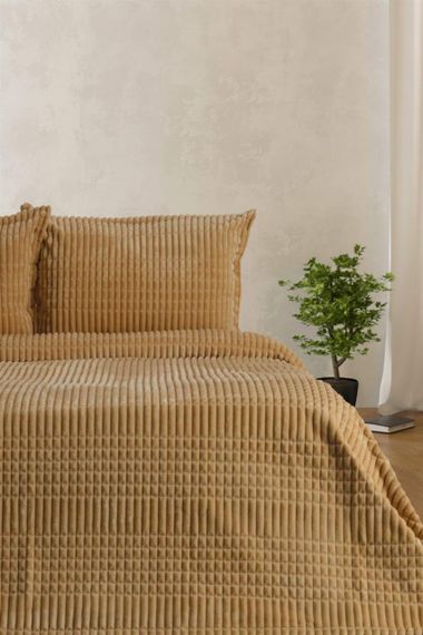Покривало з наволочками Merinos Modern Line 150×220 см. Гірчичний