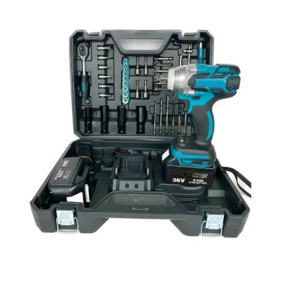 Потужний акумуляторний гайковерт 48V, 5AH, з великим набором інструментів 2 АКБ у кейсі | Зображення 2