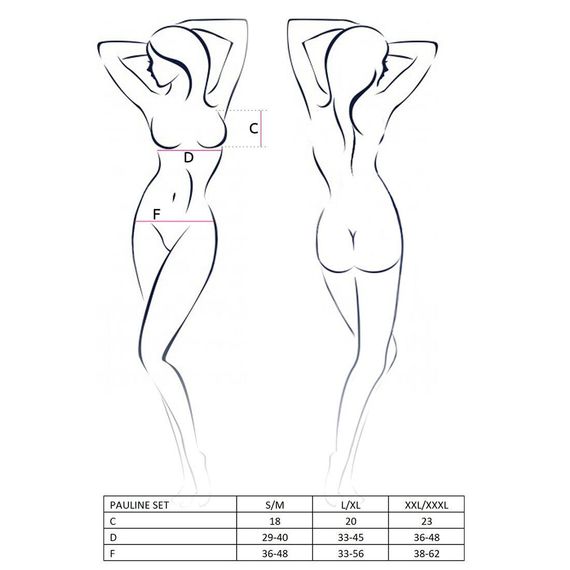 Комплект білизни PAULINE SET black L/XL Passion: стрепи: ліф, стрінги і пояс для панчох, L/XL | Зображення 6