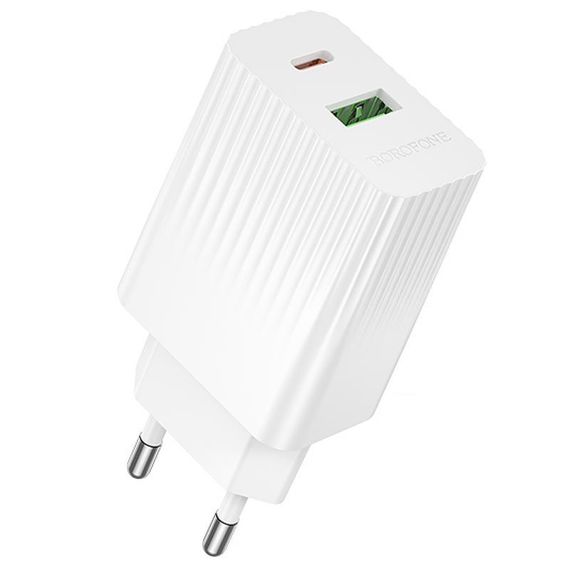 МЗП Borofone BAS76A Source PD30W+QC3.0 (1USB-A/1C) White
