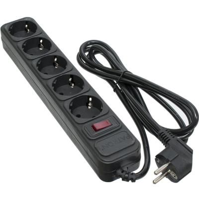 Сетевой фильтр питания Patron 1.8 m3*1mm2 (SP-1052) 5 розеток BLACK (EXT-PN-SP-1052) (EXT-PN-SP-1052)