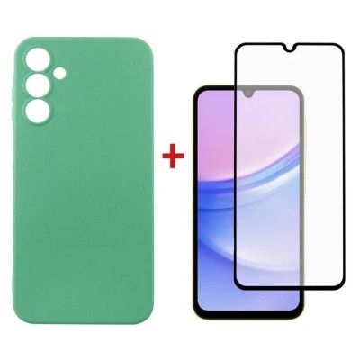 Чехол для мобильного телефона Dengos Kit for Samsung Galaxy A15 case + glass (Mint) (DG-KM-59)