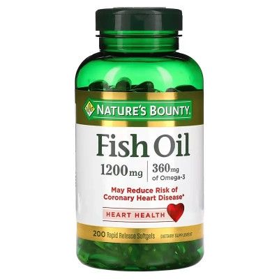 Жирные кислоты Nature's Bounty Рыбий жир, 1200 мг, Fish Oil, 200 гелевых капсул (NRT-13102)