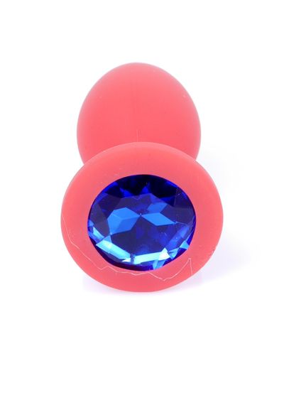 Анальна пробка - Jewellery Silicone Red Plug S Blue | Зображення 3