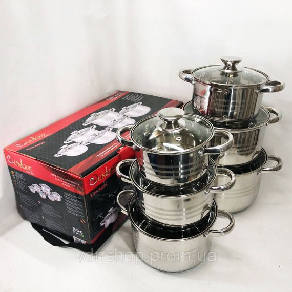 Набір каструль з антипригарним покриттям UNIQUE, Набір каструль якісних з кришками KN-73 | Зображення 6