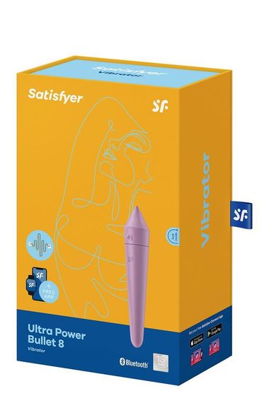 Потужна віброкуля з функцією керування смартфоном Satisfyer Ultra Power Bullet 8, бузковий Sex Aura | Зображення 6