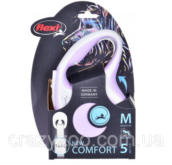 Поводок-рулетка для собак Flexi New Comfort М до 25 кг сиреневая лента 5 м 43608 | Зображення 3