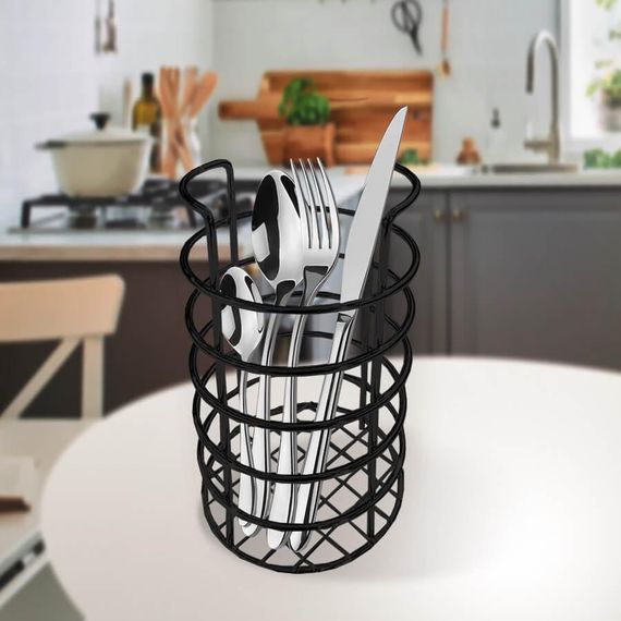 Підставка для столових приладів Maestro MR-1032-BLACK, металева, кухонна сушарка-тримач | Зображення 1