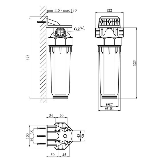 Фільтр магістральний в зборі Baux 3/4" BX-223002 (CV033309) | Зображення 1
