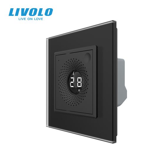 Розумний датчик температури та вологості ZigBee (термометр-гігрометр) LIVOLO чорний, матова скляна
