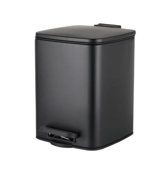 Відро для сміття Zerix Kubix-TC0106 Black з плавним закриттям, квадратне, 6 л, чорний (ZX5890)