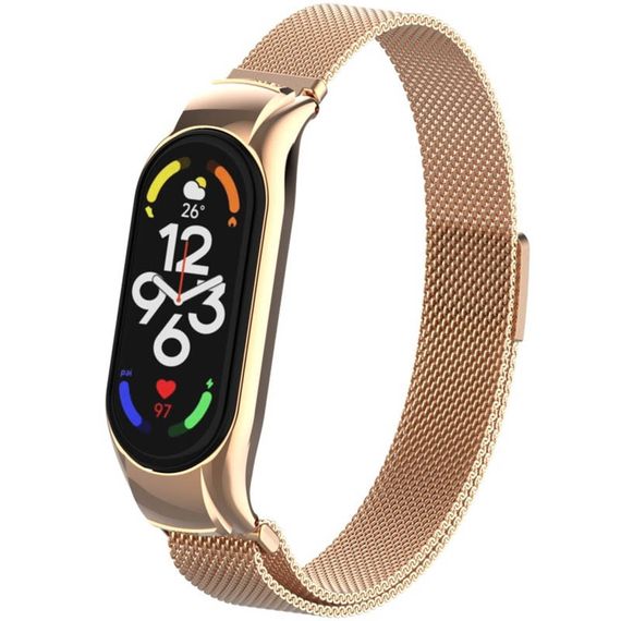 Ремінець Milanese Loop Design для Xiaomi Mi Band 7 Pink Gold