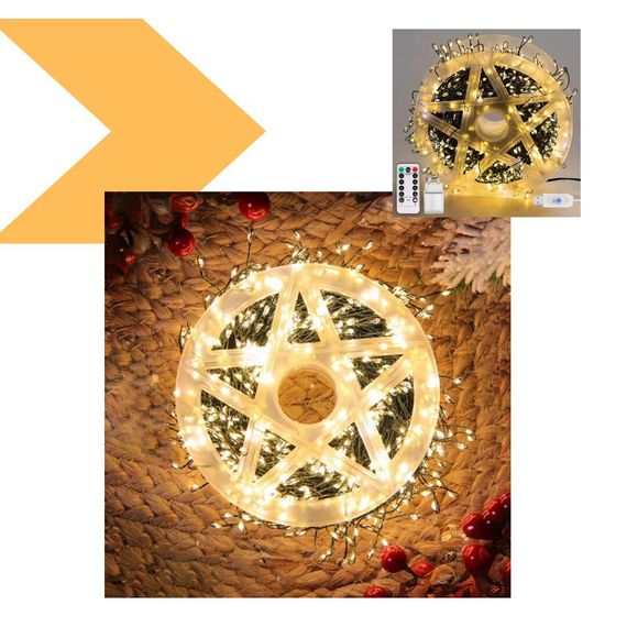 Гірлянда Роса мішура на зеленому дроті 20 метрів 600 LED на пульті Тепло Біла (47722-711_402) | Зображення 1