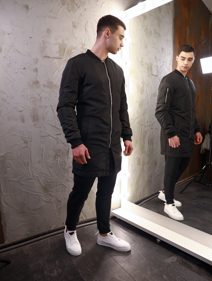 Бомбер Плащ чёрный S M | Зображення 7