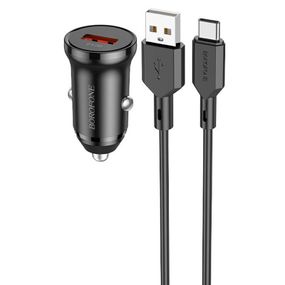 АЗП Borofone BZ18 QC3.0 (1USB-A) + кабель USB to Type-C Чорний