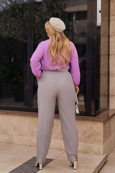 Женская легкая блуза из софта с рукавами на резинке GF4300 цвет сиреневый, размер 54/56 | Зображення 4