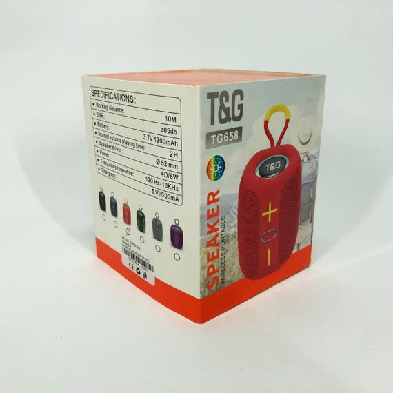 Портативна Bluetooth колонка TG658 8W з RGB підсвічуванням, колонка для вечірки. Колір: червоний | Зображення 3
