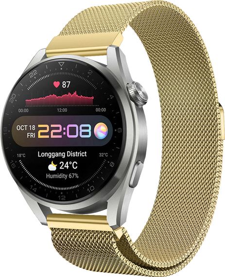 Ремінець 22 мм міланська петля BeWatch для Huawei Watch 3 / 3 Pro Золотий (1020228.2U)