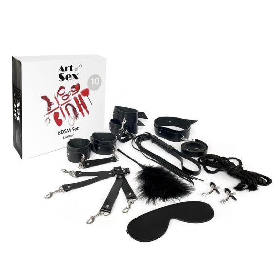 Набір BDSM Art of Sex – Set Leather, 10 предметів, чорний, натуральна шкіра Sex Aura | Зображення 2