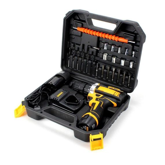 Набір шурупокрут акумуляторний із насадками screw driver sets yellow 12v Повний комплект у валізі! | Зображення 3