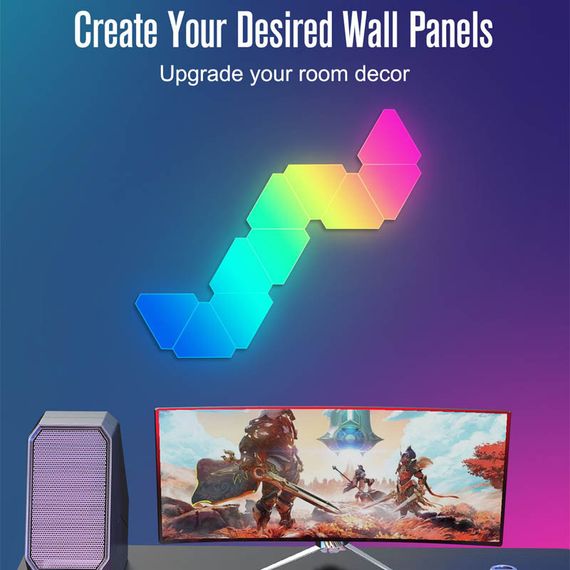 Настінний світильник Smart Triangular Quantum Light SAL-012B Bluetooth USB interface with app 10pcs White | Зображення 1