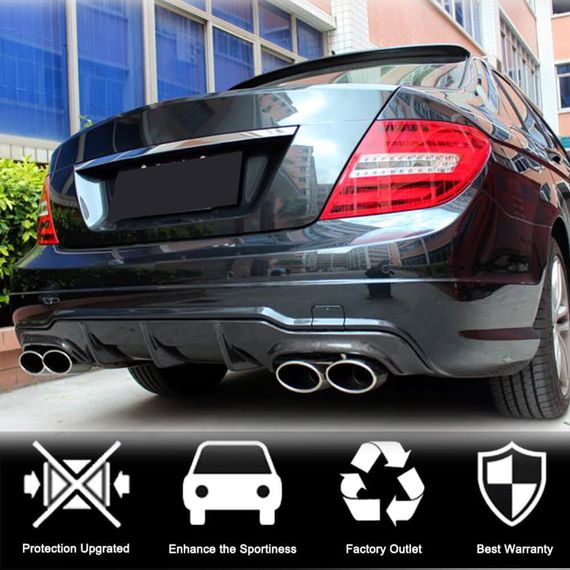 Дифузор заднього бампера V1 (для AMG SD/Coupe 2012-2014, Карбон) для Mercedes C-class W204 рр | Зображення 1