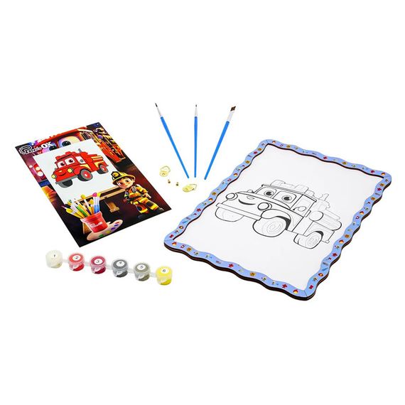 Детский набор для росписи по дереву "Пожарная машина" Puz-22954 формат А4 | Зображення 2