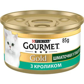 Вологий корм Purina GOURMET GOLD для дорослих котів, паштет із кроликом 85г