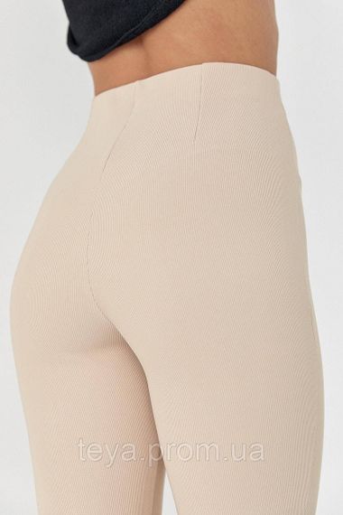 Жіночі лосини з еластичного трикотажу з розрізами колір бежевий FL_000660 | Зображення 3
