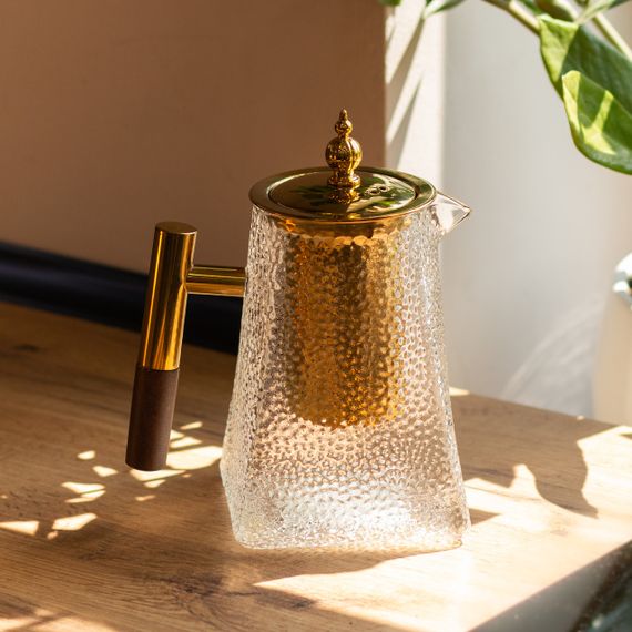 Чайник для заварювання скляний для чаю 1 л з металевою ручкою прозорий HP-34-36 | Зображення 4