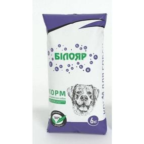 Білояр - сухий корм для дорослих собак. Термін притадності 3 місяці. Протеїн: 16%, жир: 5%. (6 кг)