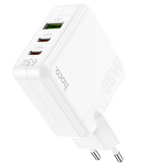 МЗП Hoco C115A Header PD65W+QC3.0 (1USB-A/2C) White | Зображення 4