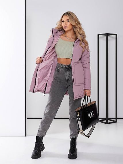 Жіноча зимова куртка з капюшоном, арт. 509, пудра | Зображення 5