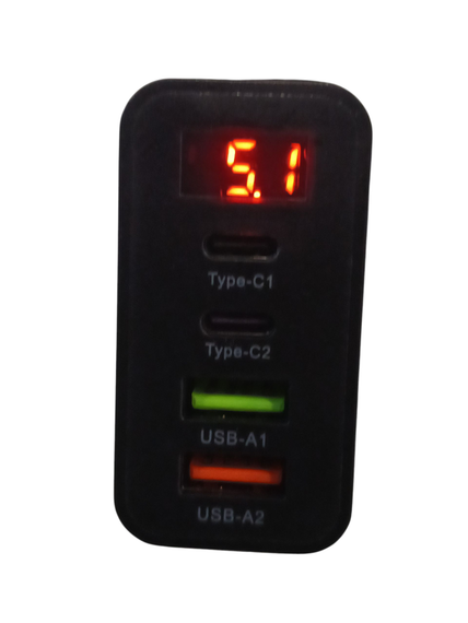 Мережевий зарядний пристрій на 4 порти 45W 2-USB, 2-PD з екраном Black | Зображення 1