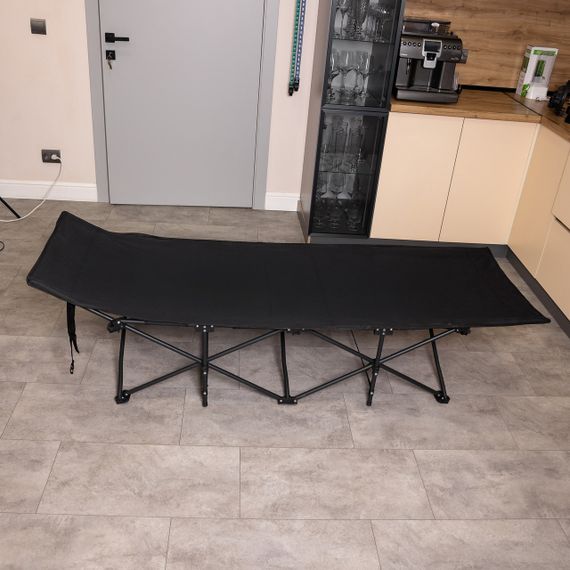 Ліжко туристичне розкладне 185х60х50 см складаний лежак похідна розкладачка Чорний | Зображення 1