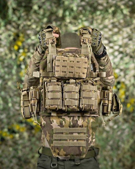 Плитоноска 4 точки сброса мультикам Attack с напашником ВТ1003