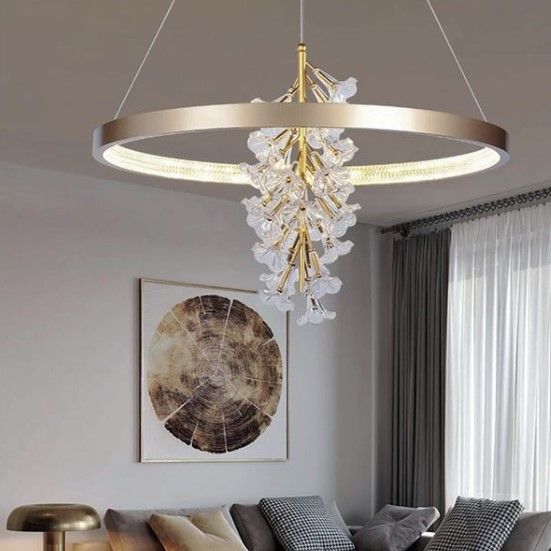 Люстра світлодіодна підвісна LED світильник для квартири на стелю лед 26644 Золото 65-200х40х40 см.