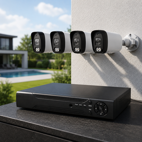 Комплект відеоспостереження DVR KIT UCAM 4 камери з реєстратором / Комплект вуличних камер з вологозахистом