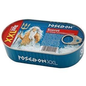 Шпроты Poseidon XXL в томатном соусе, 300 г, Польша, ж/б, Посейдон шпроты