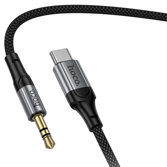 Аудио кабель Aux Hoco UPA33B Nuevo (Type-C to AUX 3.5mm) (1.5m) Black | Зображення 3