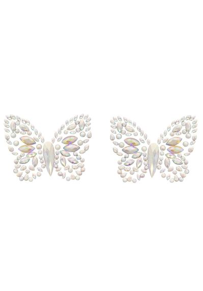 Пэстис-бабочки из кристаллов Leg Avenue Chrysallis nipple sticker Белый One Size | Зображення 1