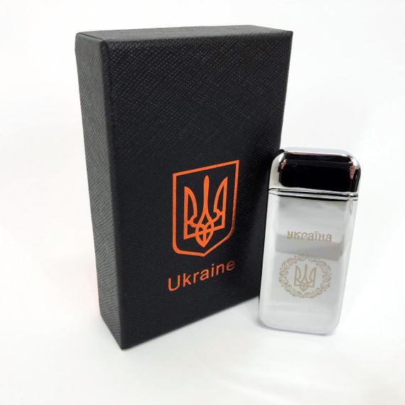 Дугова електроімпульсна запальничка USB Герб України (індикатор заряду, ліхтарик) HL-442. GZ-749 Колір: срібло | Зображення 3